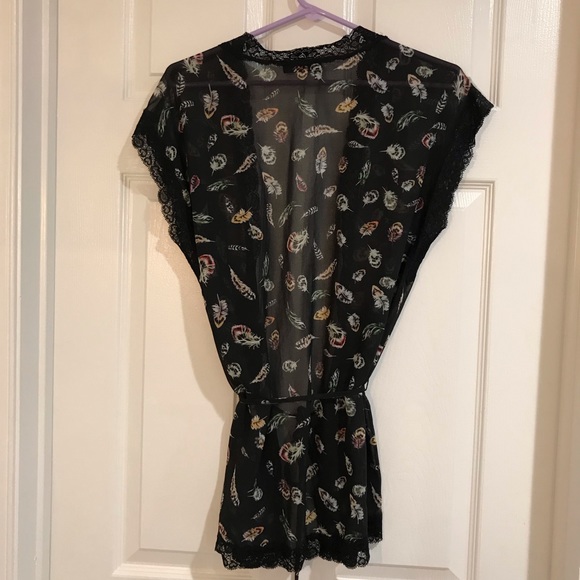 THE KOOPLES Feather Print Lace Trim Open Top - Picture 5 of 8